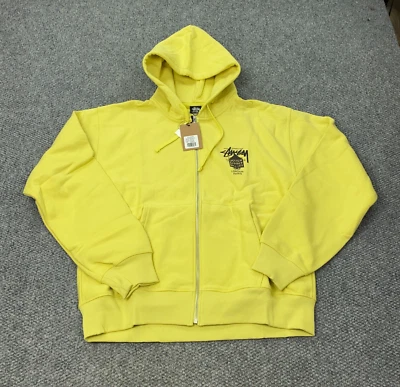 Толстовка с капюшоном мужская Stussy X Dover Street Market DSM World Tour на молнии XL желтая новая с ценниками - Изображение 1 из 4