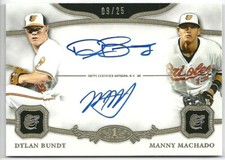 2013 Topps Tier One DYLAN BUNDY - MANNY MACHADO Dual On-Card Auto #09/25