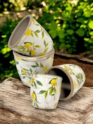 Blumentopf Pflanztopf Übertopf Clayre & Eef Keramik Mediterran Zitrone Sizilien - Bild 1 von 4