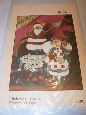 SANTA & MRS CLAUS FIGURINE CHRISTMAS DECOR PATTERN TOLE PAINTING WOOD TOLEWARE - Image 1 of 3