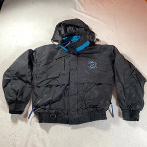 Vintage Gear Sailing Jacket Mens Medium Black Anchor Logo Ski Windbreaker Jog - Picture 1 of 14