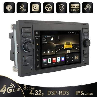 Subwoofer Android Carplay 4+32GB Car Stereo AM Radio System Fit Ford Galaxy Kuga - Image 1 of 4
