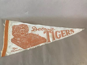 DETROIT TIGERS Briggs Stadium Baseball Pennant 50s 60s? Rare Orange White - Picture 1 of 12