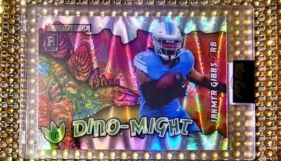 #d 1/1 Jahmyr Gibbs RC DINO-MIGHT SILVER Lions STEGOSAURUS SEALED CASE  - Image 1 of 2