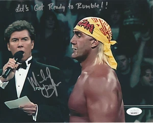 MICHAEL BUFFER SIGNED 8X10 ANNOUNCER INSC LETS GET READY TO RUMBLE W/ HULK HOGAN - Picture 1 of 3