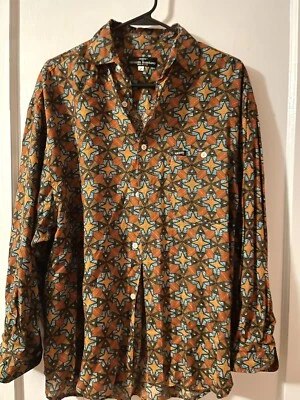 Vintage 90’s Men’s Buttonup Guess Georges Marciano Tan Brown Printed Buttonup 2 - Image 1 of 4