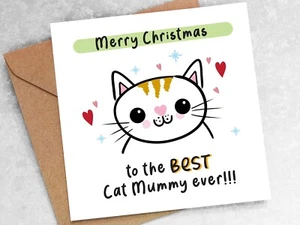 BUON NATALE per la migliore mamma moglie fidanzata, dal gatto, pelliccia bambino AZ12 - Foto 1 di 6