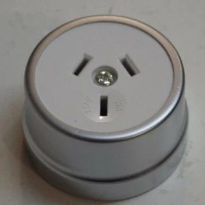 Satin chrome classic electric heritage power socket white face 56 SAT W - Foto 1 di 5