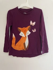 Wonder Nation Kids Girls Cute Fuzzy Orange Fox Long Sleeve Shirt Purple XS 4-5 - Picture 1 of 6