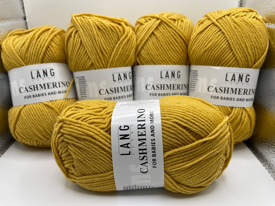 LOTE de 5 Hilos Lang Cashmerino #150 Oro - Peso Deportivo 50gr 136yds ea 680yd total Foto 1 de 4