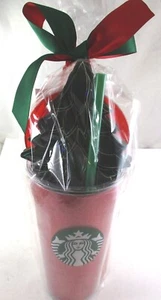 STARBUCKS METALLIC ROT WEIHNACHTEN COLD BREW TASSE MIT STROHHALM.  - Bild 1 von 11
