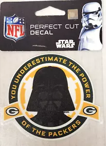 NFL Green Bay Packers - 3 decalcomanie 3/8" x 2 3/4" taglio perfetto, nuove (Darth Vader) - Foto 1 di 4