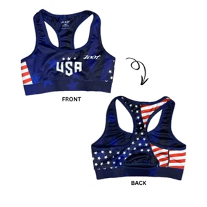 ZOOT Women's Ltd Run Bra RWB USA Red White Blue American Flag Sports Bra Small - Picture 1 of 12