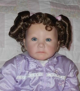 A/V Monique BECKY Doll Wig SZ 14/15 LT BROWN Short Curly Ponytails Skin Part NWT - Picture 1 of 5