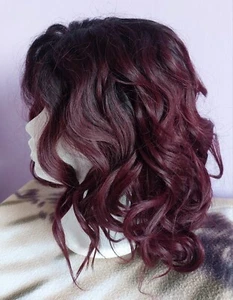 Lockige Lacefront Perücke Weinrot Schwarz Ombre NEU - Bild 1 von 6