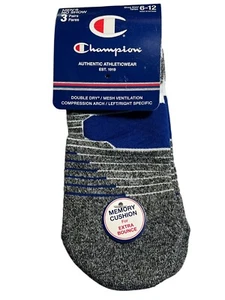 Champion No Show Socks Mens 6-12 Double Dry 3 Pairs Mesh Ventilation Cushion - Picture 1 of 14