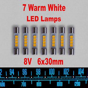 7pcs Pioneer Marantz LED Lamp Warm White AC8V 6x30mm Fuse Type Bulb Replacement
