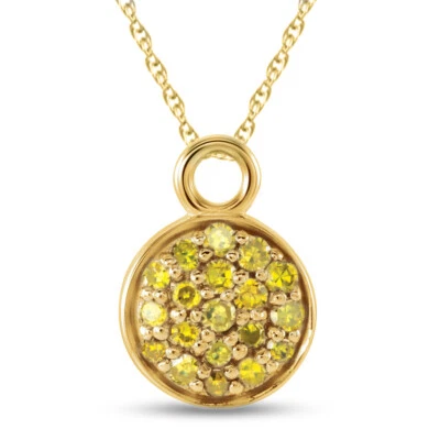 Dije o colgante colgante de diamantes amarillos de 1/10 CTW de oro amarillo de 14 quilates cadena de 18" Foto 1 de 4