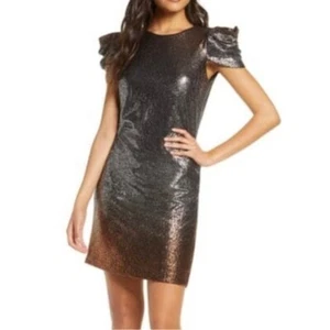 Abito Julia Jordan Ombré Sparkle nuovo con etichette argento/bronzo taglia 6 - Foto 1 di 7