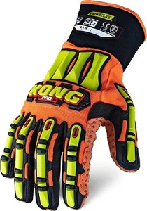Ironclad Kong Pro Hi-Viz Gloves, TPR Impact Protection, A6 Cut Resistant, Size M