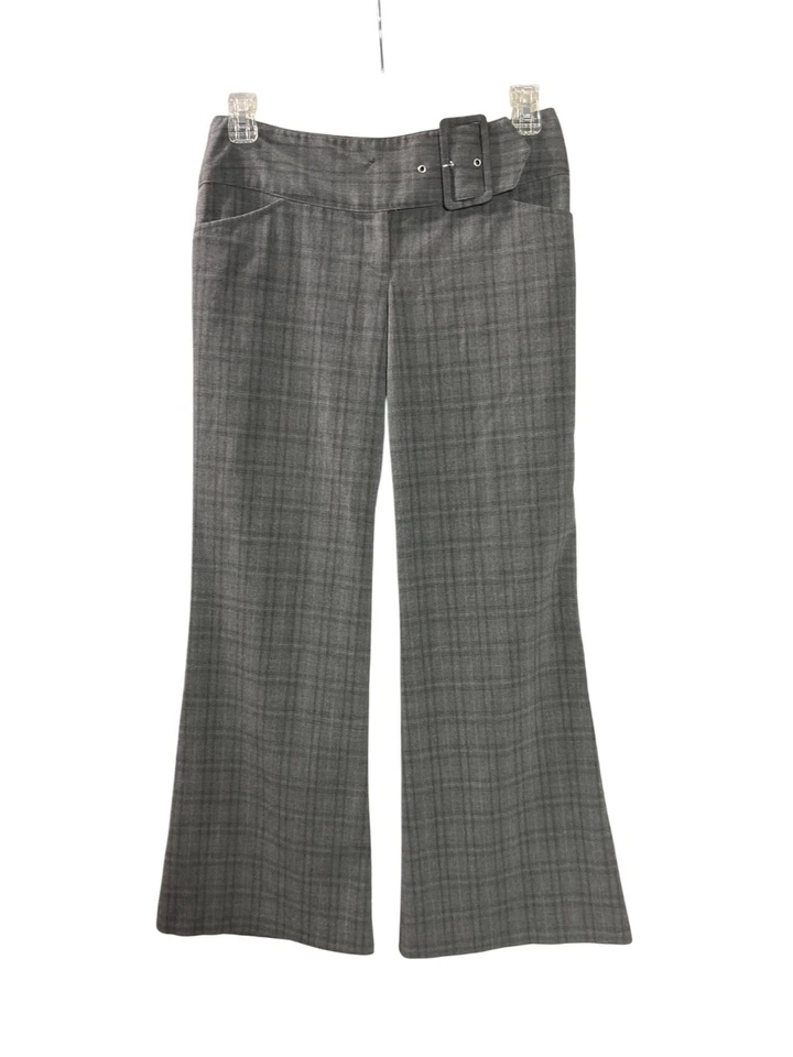 Pantalones acampanados de pierna ancha a cuadros Tracy Evans cintura 9 gris negro rosa Y2K de colección Foto 1 de 4