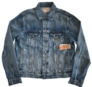 🆕POLO RALPH LAUREN Paint Splatter Men's Denim Trucker Jacket L - Picture 1 of 17
