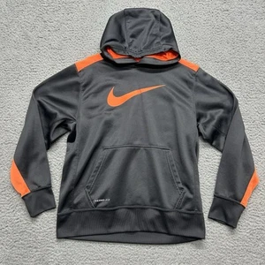 Nike Therma-Fit Boys Size L Black/Neon Orange Hoodie Fleece Lined Youth Pocket - Picture 1 of 11