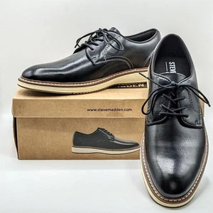 Steve Madden "P-Jansen" Hombre Oficina Profesional Oxford Zapato de Vestir [Negro] NUEVO - Imagen 1 de 18