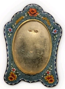 Rare Antique Italian Micro Mosaic Photo Picture Frame Flowers Decor Circa 1900 - Bild 1 von 16