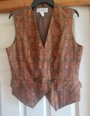 Chaleco Colección Liz Claiborne Talla M Oliva & Rust Paisley | Vintage Finales de los 90 Foto 1 de 4