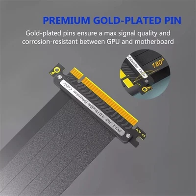 90 Degree PCIE 4.0 Extension Cable 16x Shielded High Speed GPU Riser Cable - Image 1 of 4
