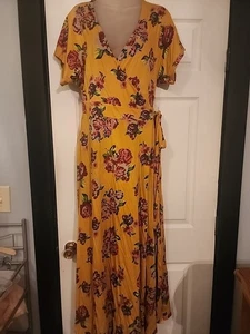 Matilda Jane Alana Mustard Yellow Wrap Dress Size Medium Euc - Picture 1 of 4