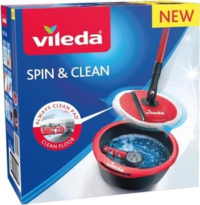 Vileda Spin & Clean Mop-Set mit Eimer, Rot/Schwarz, Drehmechanismus, 1,6 - Bild 1 von 4