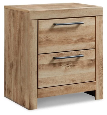 Light Brown Nightstand With 2 Drawers Usb Charging Small Space Solution - Image 1 of 4