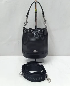Bolso Bandolera Coach Mini Bucket Cuero Negro con Cordón - Nuevo - Imagen 1 de 15