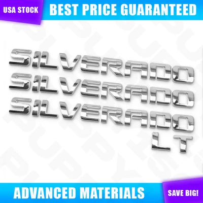 Chrome Front Rear Door Emblem Badge Tailgate Letters For Silverado 1500 2500 LT Foto 1 de 4