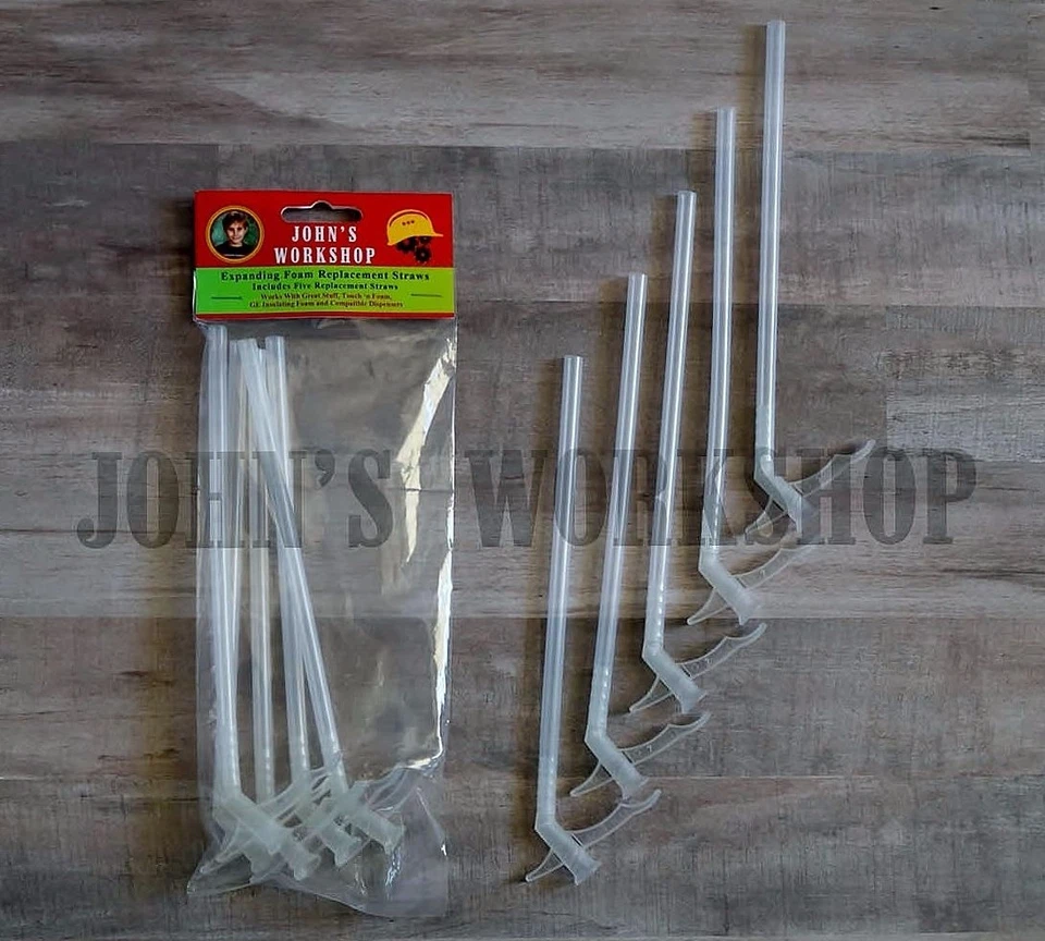 JOHN'S WORKSHOP Five Expanding Insulation Sealant Dispenser Straws - Great Stuff Foam Nozzles