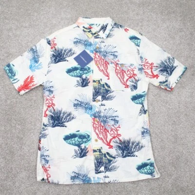 Croft & Barrow AOP Shirt NWT Men Small White All Over Fish Print S/S 100% Cotton - Image 1 of 4