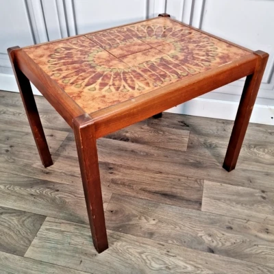 Retro Vintage Mid Century Danish Teak Tiled Top Coffee Table Wooden Scandi MCM - Image 1 of 4