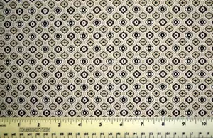 By the 1/4 yard 100% cotton fabric Deco Noir Browns diamond stripes quilting - Picture 1 of 3