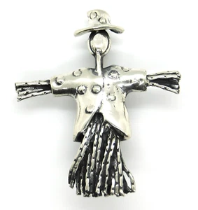 Broche prendedor de plata esterlina 925 otoño Halloween espantapájaros - Imagen 1 de 8