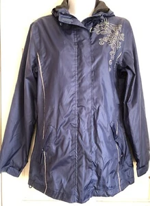 Crivit Eco Ladies Womens Hooded Rain Jacket Waterproof Coat Blue Size 6/8 -New - Picture 1 of 8