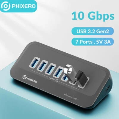 USB C HUB Adapter Type C 7 Ports High Speed Multi USB Splitter PC Laptop Macbook - Image 1 of 4