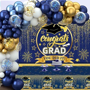 Blue and Gold Balloon Graduation Decorations Class of 2025, Huge Pack of 97 Arch - Picture 1 of 7