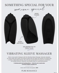 Pure Romance- Vibrating Sleeve Massager- New and Sealed Rechargeable Retail $109 - Picture 1 of 9