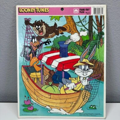 1990 Looney Tunes Puzzle Bugs Bunny Lucas Taz Marco Bandeja De Colección Años 90 Hecho en EE. UU. Foto 1 de 4