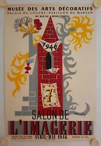 Affiche SALON DE L'IMAGERIE - RODICQ 1946 Musée des arts Décoratifs - Paris - Imagen 1 de 2
