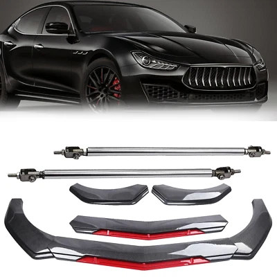 For Maserati Ghibli Front Bumper Lip Spoiler Splitter Strut Rod Carbon Fiber Foto 1 de 4
