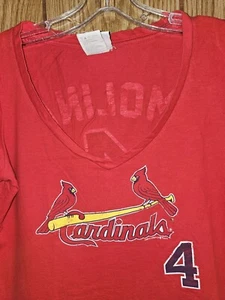 Saint Louis Cardinals Yadier Molina Large Womens Red Graphic Logo Tshirt MLB - Picture 1 of 13
