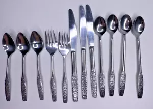 National Stainless Flatware Valinda Silverware Fork Knife Iced tea Spoon set 12 - Picture 1 of 8